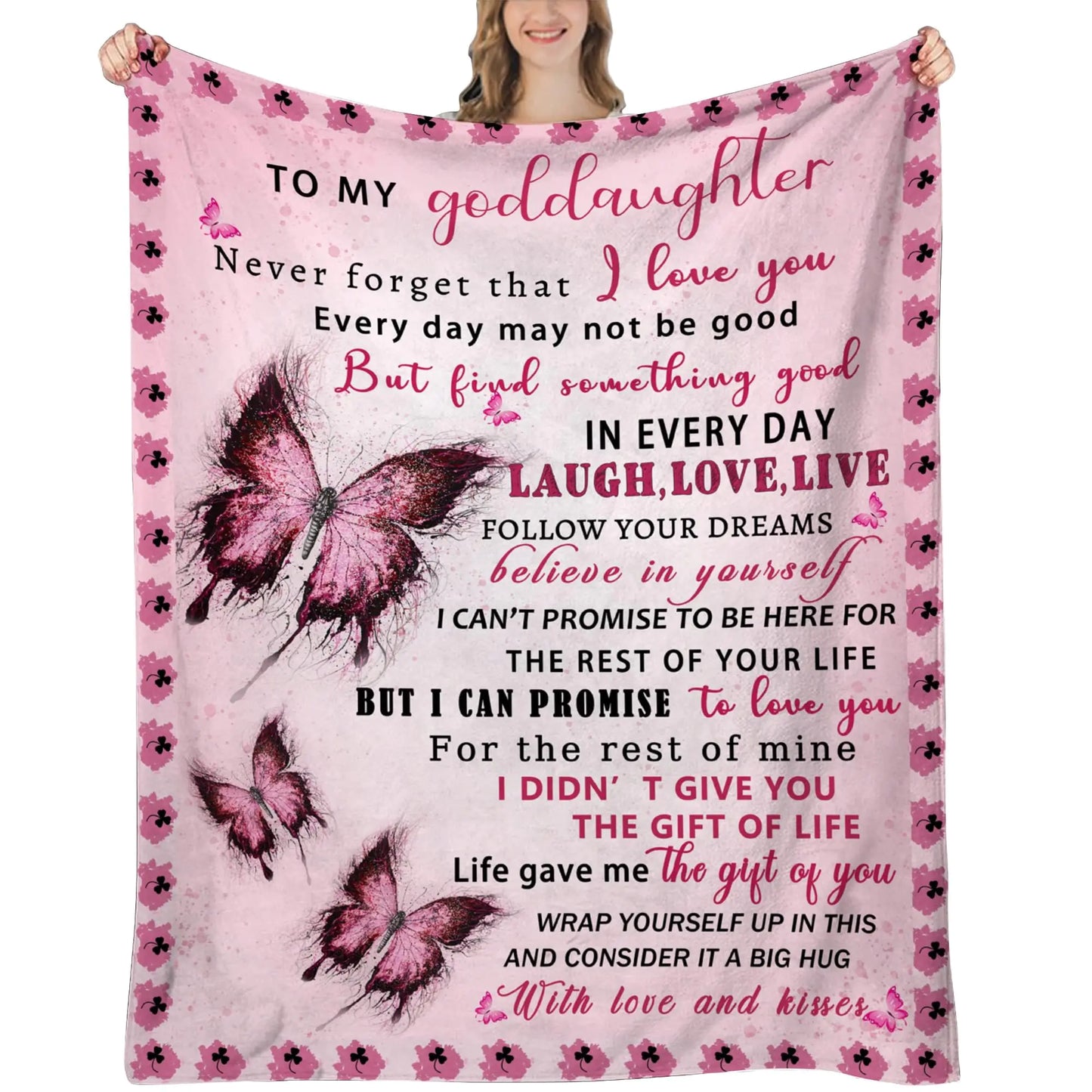 UHANKRU "To My Goddaughter" Blanket – Heartfelt Gift from Godmother for Birthday, Graduation, or Christmas (80"x60")